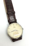 Gentleman's Omega wristwatch, over sized circular dial with baton hour markers, subsidiary