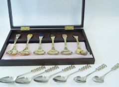 Set of 6 George Jensen Year Spoons (Cased) together with a Set of 6 Silver Spoons by David