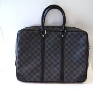 A Louis Vuitton porte-documents Voyage, circa 2011, damier graphite with black leather trim, code