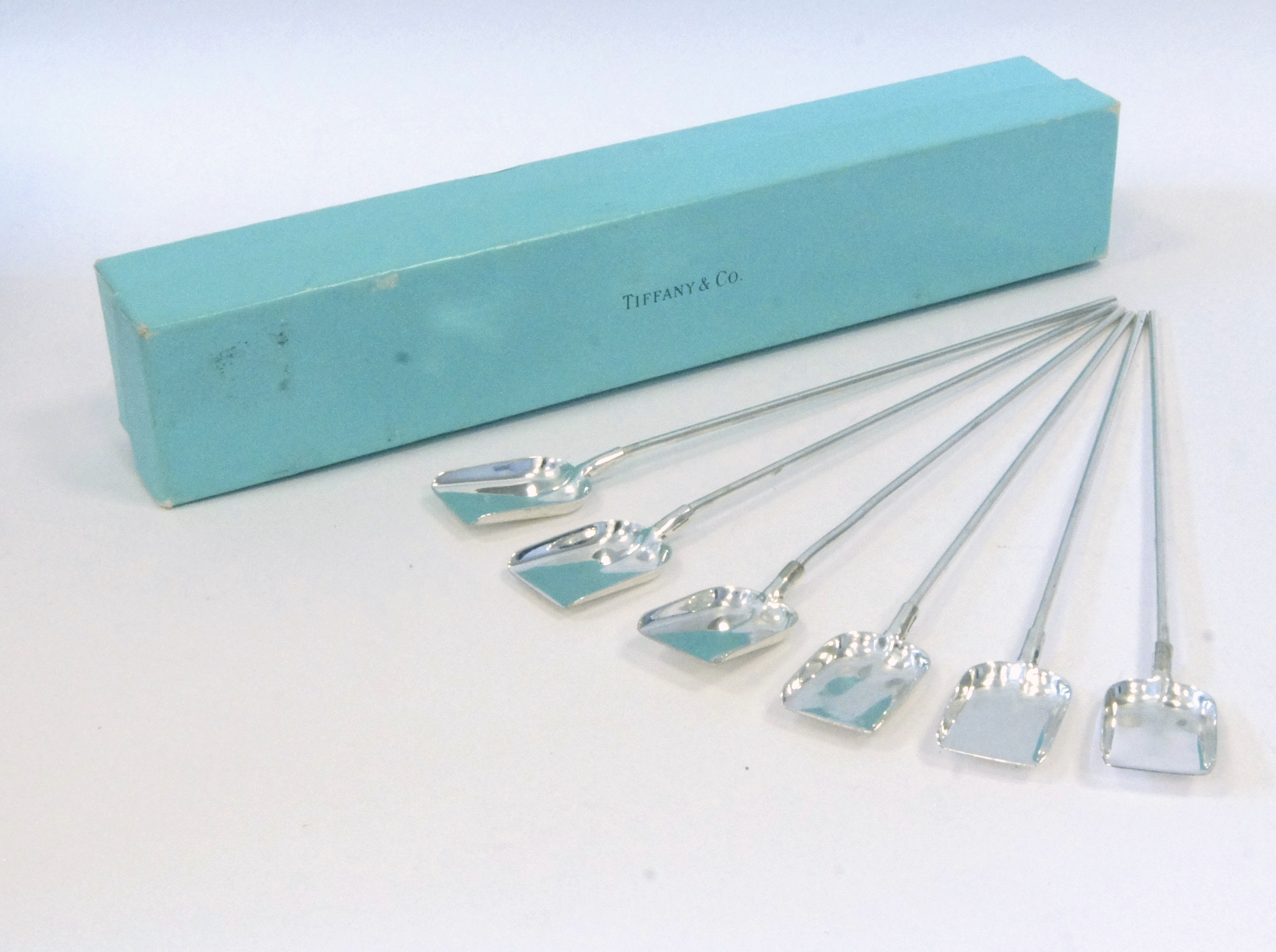 Set of six silver Tiffany & Co cocktail stirrers