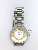 Ladies' Must De Cartier 21 wristwatch, steel and gold case, model number 1330, quartz