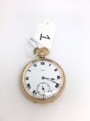 Open faced pocket watch by Wilber, white enamel dial, subsidiary seconds dial, seven jewel two