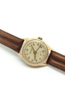 Gentlemen's Buren Grand Prix gold wristwatch, circular dial with Arabic numerals, subsidiary seconds