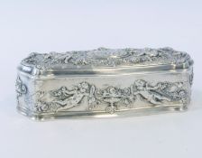 A Silver Trinket Box With Foliate & Cherub Decoration Weight 167g