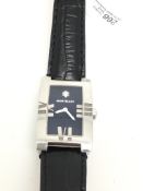 Mont Blanc dress watch, black rectangular dial, rectangular case, Mont Blanc crown, stainlesss