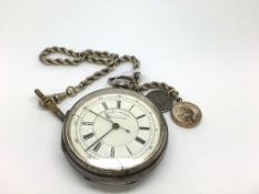 Silver centre seconds chronograph pocket watch