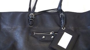 A Balenciaga 'Papier' black leather handbag, 40cm wide, 30cm high, with receipt and dust bag