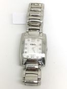 Ladies' Ebel wristwatch, mother of pearl diamond dot dial, stainless steel case and bracelet,