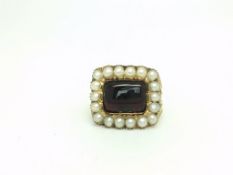 Garnet Pearl Panel Ring