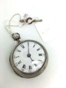 18th Century Verge pocket watch by Dante Atkins London, white enamel dial with Roman numerals and