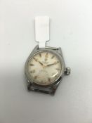 Gentleman's Rolex Oyster wrist watch. The case is stainless steel with a screw back. The crown is