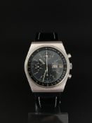 Gentleman's Omega Speedmaster Chronograph Automatic 1970s wrist watch. The case is a stainless steel