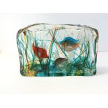 Larger Cendese, Vintage Murano glass aquarium sculpture, two fish approximately 19.5 x 6.5 cm, circa
