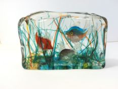 Larger Cendese, Vintage Murano glass aquarium sculpture, two fish approximately 19.5 x 6.5 cm, circa