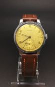 Gentleman's 1940s Longines watch. The case is solid stainless steel throughout. The watch is fully