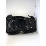 A Kurt Geiger black shiny leather shoulder bag, 48cm wide, 27cm high