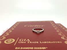 Cartier diamond ring, 0.24ct E/VVS1 square modified brilliant cut diamond, mounted in platinum, ring