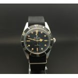 Rolex Submariner ref 6205. A very fine and rare stainless steel automatic wristwatch with sweep