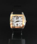 Gentleman's Chopard wristwatch, Square mother of pearl dial with killed details Gold bezel and