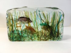 Larger Cendese, Vintage Murano glass aquarium sculpture, two fish approximately 19.5 x 6.5 cm, circa