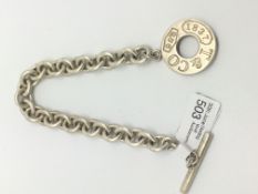 Tiffany & Co silver disc and T-bar bracelet, 19cm, 30g