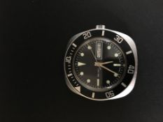 Gentleman's Automatic Mirexal Diving Day Date watch. The case is stainless steel with a screw back.