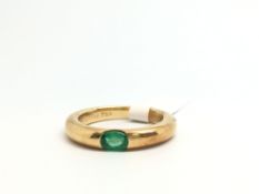 Cartier Emerald set band, 5.4x4mm emerald illusion set in yellow gold, cartier marks to shank,
