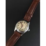 Vintage Solar Aqua by Rolex, circular dial with Arabic numerals, inner red twenty four hour markers,