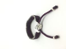 Links of london silver and cord bracelet, limited edition to 1000 pieces, purple cord, star shaped