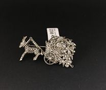 Ladies Silver watch brooch marcasite silver case, as a donkey and cart, the movement is a manual