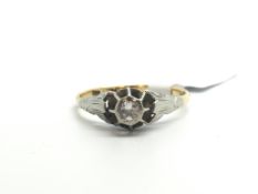 Single stone diamond ring, estimated weight 0.13ct, claw set in white metal, in yellow and white