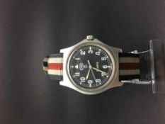 Gentleman's CWC Military watch. The watch has Royal Marine references. The case is solid stainless