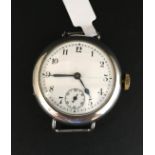 Gents Omega solid silver Trench watch oversized. Movement and case signed Omega. The movement is a