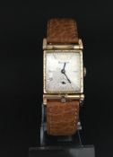 Unusual vintage Bulova photo watch, rectangular dial with Arabic and dagger hour markers, subsidiary