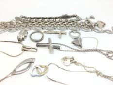 A quantity of mostly silver and diamond set jewellery including Hot diamonds, 113g