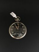 Military Cortebert Extra black dial open faced pocket watch, subsidiary dial, Arabic numerals,