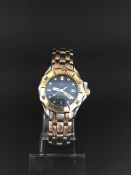 Ladies Omega Seamaster professional 300m, blue dial with gilt dot hour markers, date aperture,