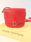 A Louis Vuitton red epi leather â€œSt Cloudâ€ handbag with gilt hardware, date code TH0945, with