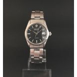 Vintage Rolex OysterDate Precision, black dial with baton hour markers, date aperture, stainless