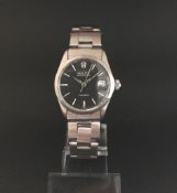 Vintage Rolex OysterDate Precision, black dial with baton hour markers, date aperture, stainless