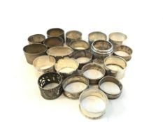 Mainly antique silver napkin rings, approximately 446g gross