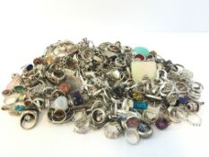 A large quantity of mostly silver gemset Jewellery, including rings, bracelets and pendants,