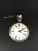 Silver Swedish verge oversized pocket watch, signed Walleria, NorrkÃ¶ping, white enamel dial with