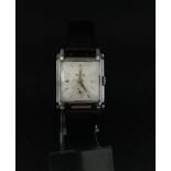 Vintage 1930s Tudor, square dial with gold hour markers, subsidiary seconds dial, steel square