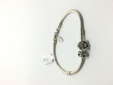 Pandora charm bracelet with two charms including Buddha, 19cm