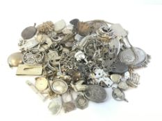 A quantity of mostly silver lockets, pendants, brooches including Edwardian and Victorian lockets