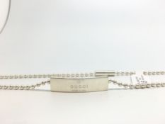 Gucci silver ID tag necklace, screw down clasp, 35.5cm