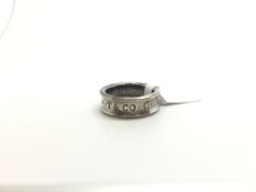 Tiffany & Co silver 1837 ring, marked 1997, ring size O/P