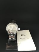 Ladies Dior Christal Quartz Chronograph watch. The case and bracelet is stainless steel. The watch