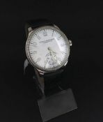 Oversized Cathay Instrument Chronometer wristwatch, white dial wth Arabic numerals, subsidiary